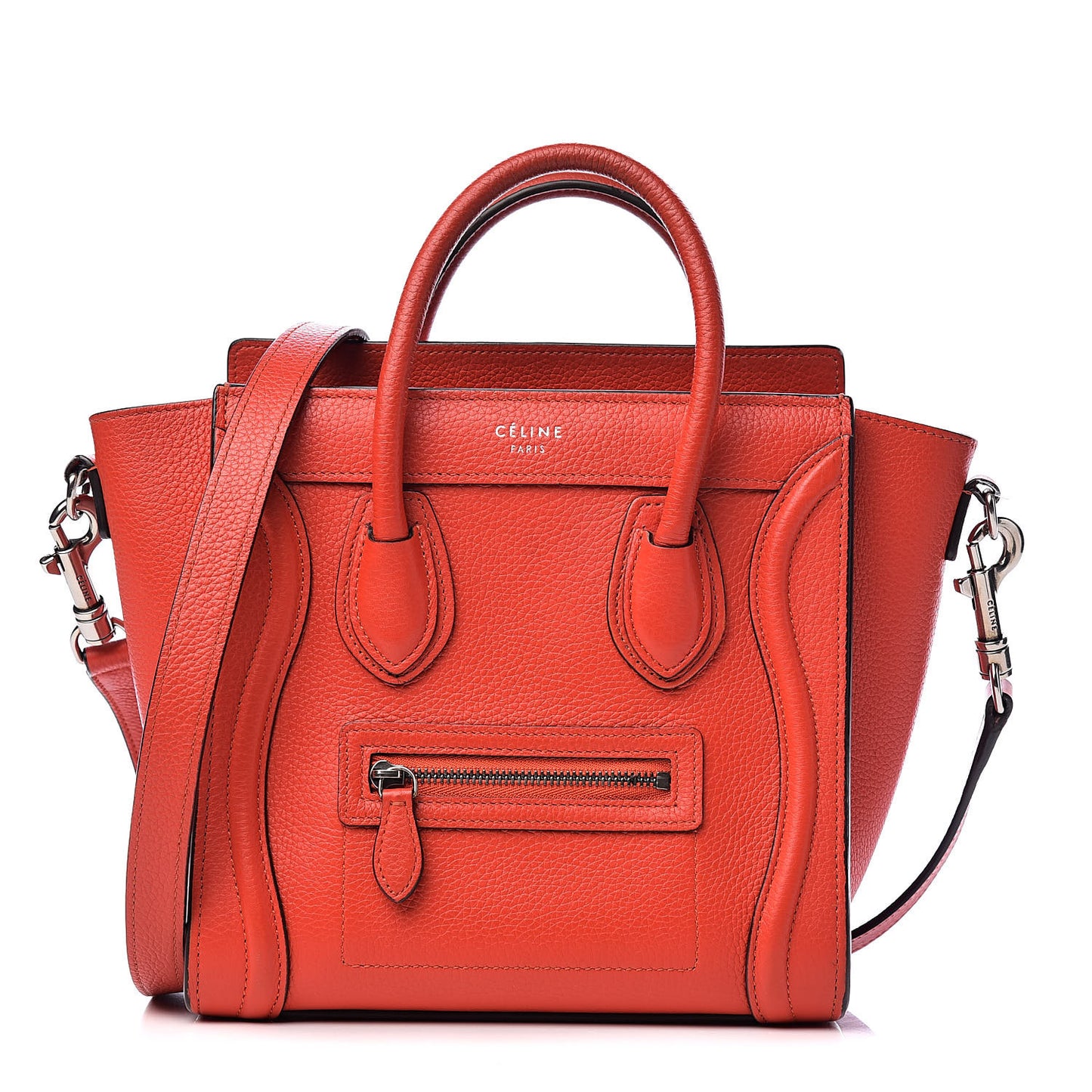 Drummed Calfskin Nano Luggage Vermillion