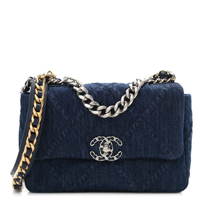 Chanel Denim Quilted Medium Chanel 19 Flap Blue 1 of 10