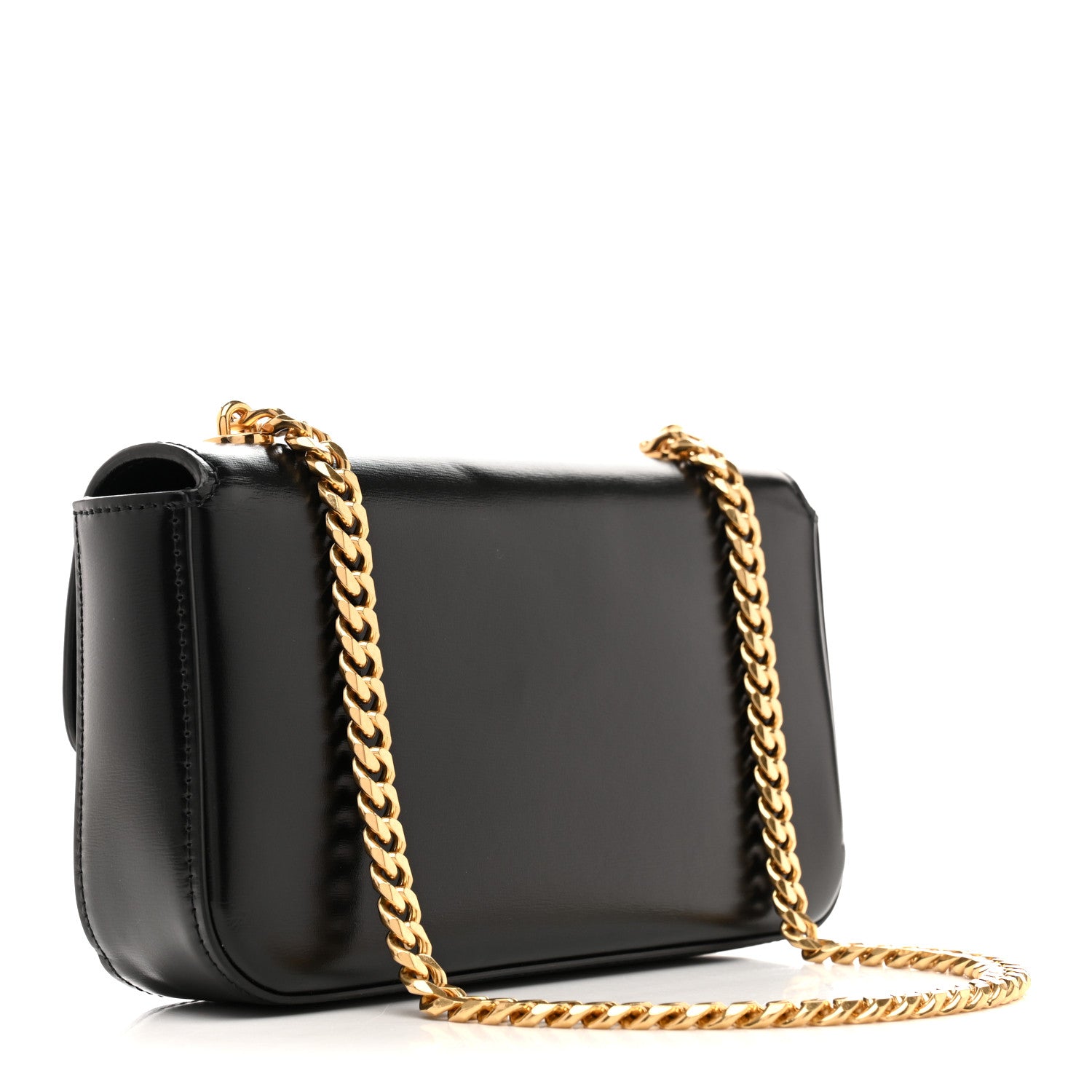 Celine Shiny Calfskin Triomphe Chain Shoulder Bag Black 3 of 13