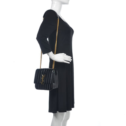 Saint Laurent Patent Calfskin Matelasse Monogram Medium Vicky Chain Bag Blue 2 of 12