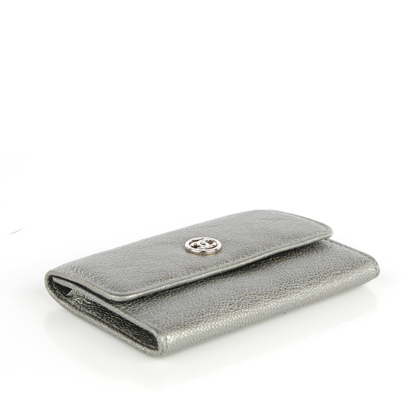Metallic Goatskin Coin Purse Silver