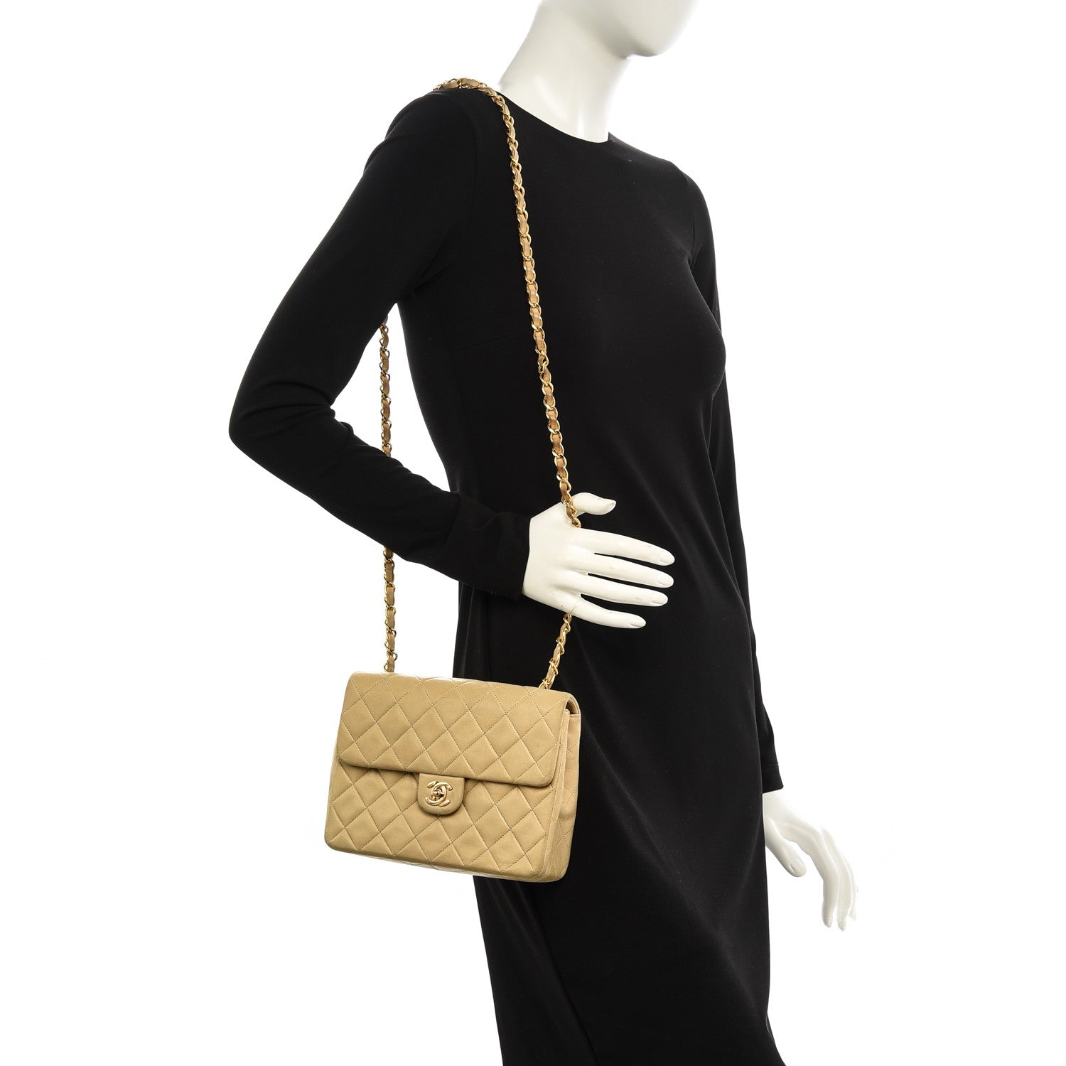 Chanel Lambskin Quilted Small Single Flap Beige 2 of 13