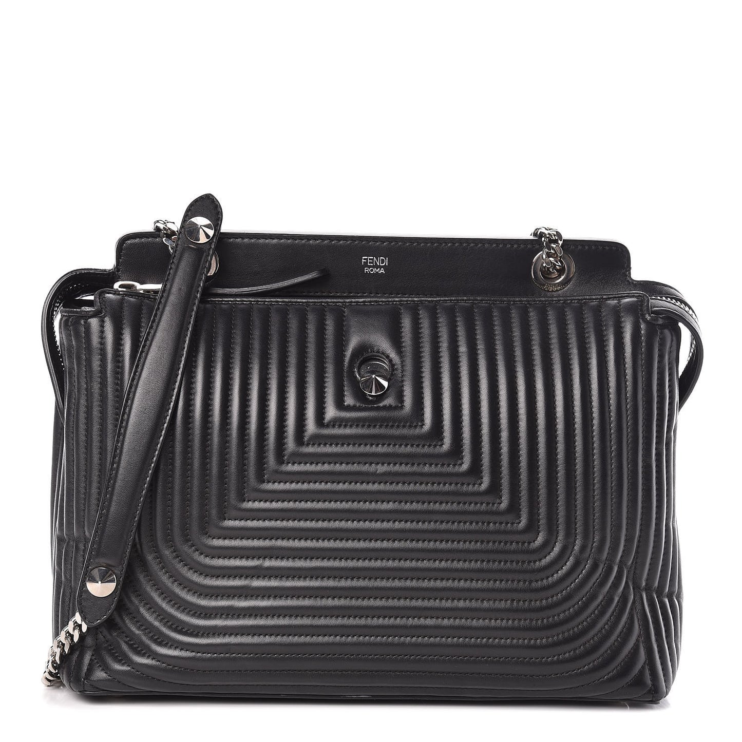 Shiny Nappa Trapuntata DotCom Chain Satchel Black
