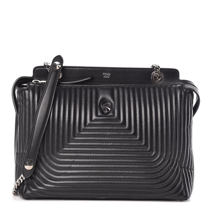 Fendi Shiny Nappa Trapuntata DotCom Chain Satchel Black 1 of 9