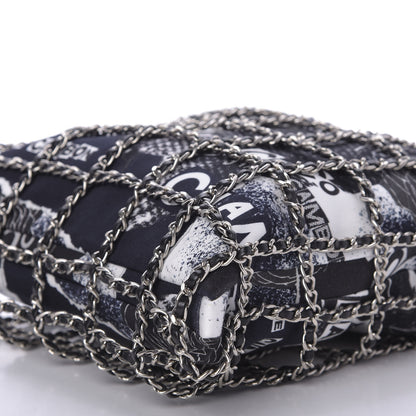 Chanel Canvas Large Shopping Chain Tote Black White 7 of 9