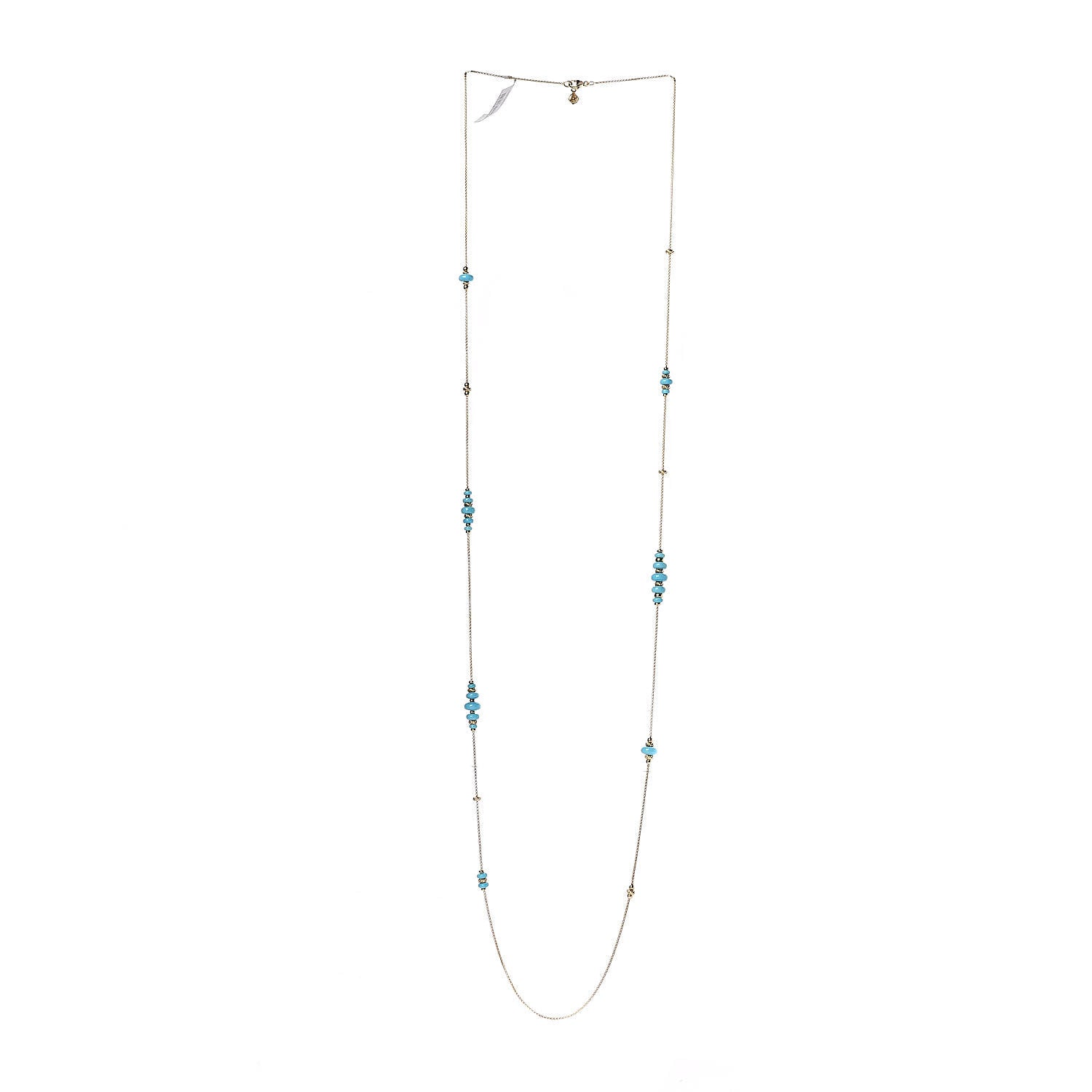 David Yurman 18K Yellow Gold Turquoise Rio Rondelle Long Station Necklace 3 of 8