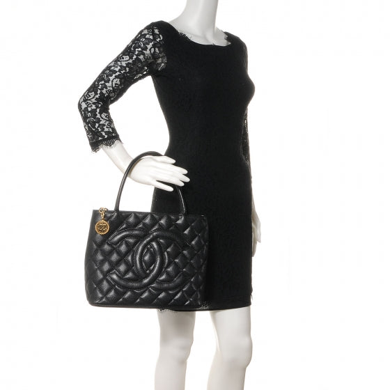 Caviar Medallion Tote Black