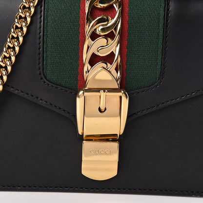 Gucci Calfskin Mini Sylvie Chain Shoulder Bag Black 8 of 11