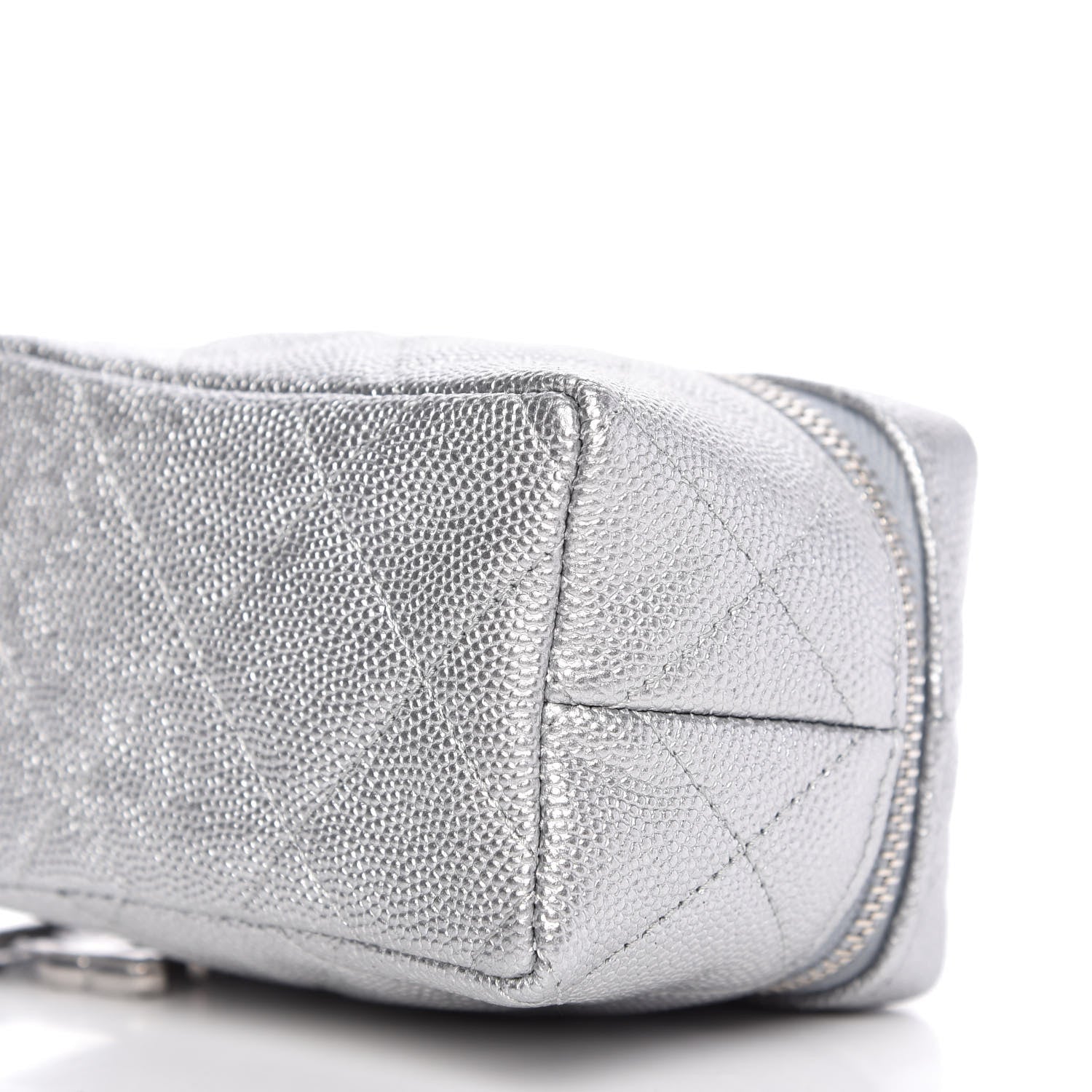 Chanel Metallic Caviar Quilted Mini Top Handle Vanity With Chain Silver 6 of 9