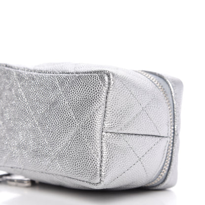 Chanel Metallic Caviar Quilted Mini Top Handle Vanity With Chain Silver 6 of 9