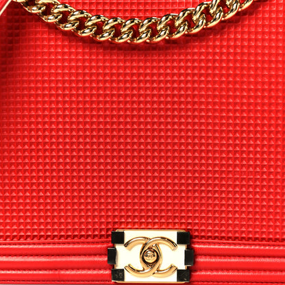 Chanel Lambskin Embossed New Medium Boy Cube Flap Red 8 of 11