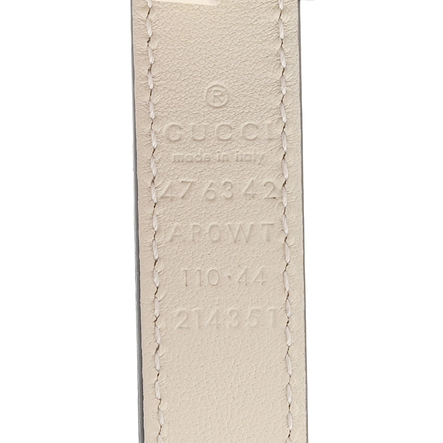 Calfskin Pearl Double G 20mm Belt 110 44 Ivory