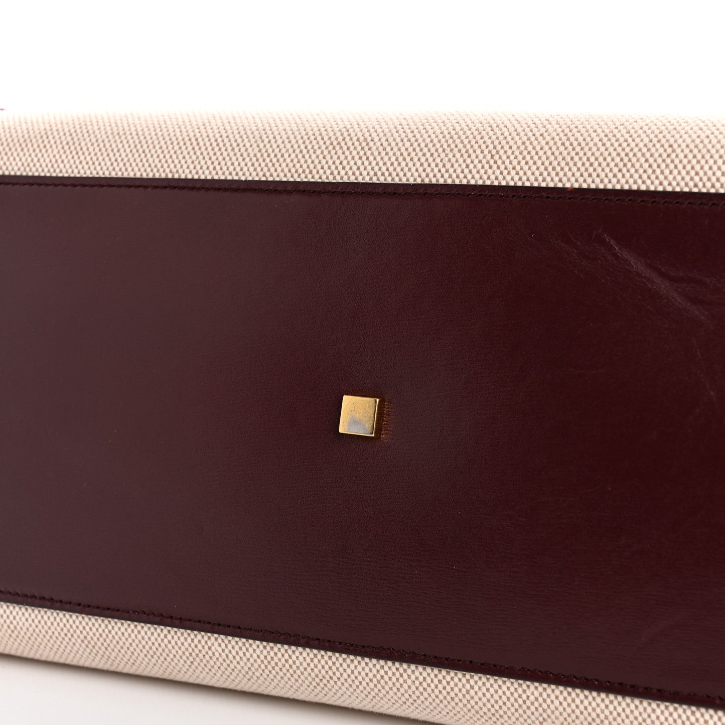 Canvas Calfskin Medium Uptown Tote Dark Beige