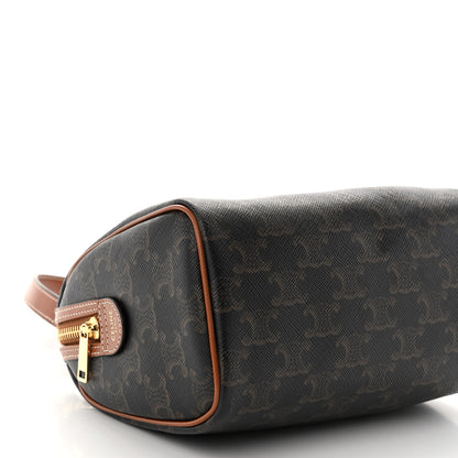 Celine Triomphe Canvas Calfskin Small Boston Bag Tan 8 of 9