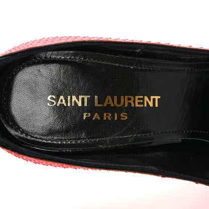 Saint Laurent Calfskin Snakeskin Ankle Strap Zoe 105 Pump 35 Lipstick Fuchsia 7 of 8
