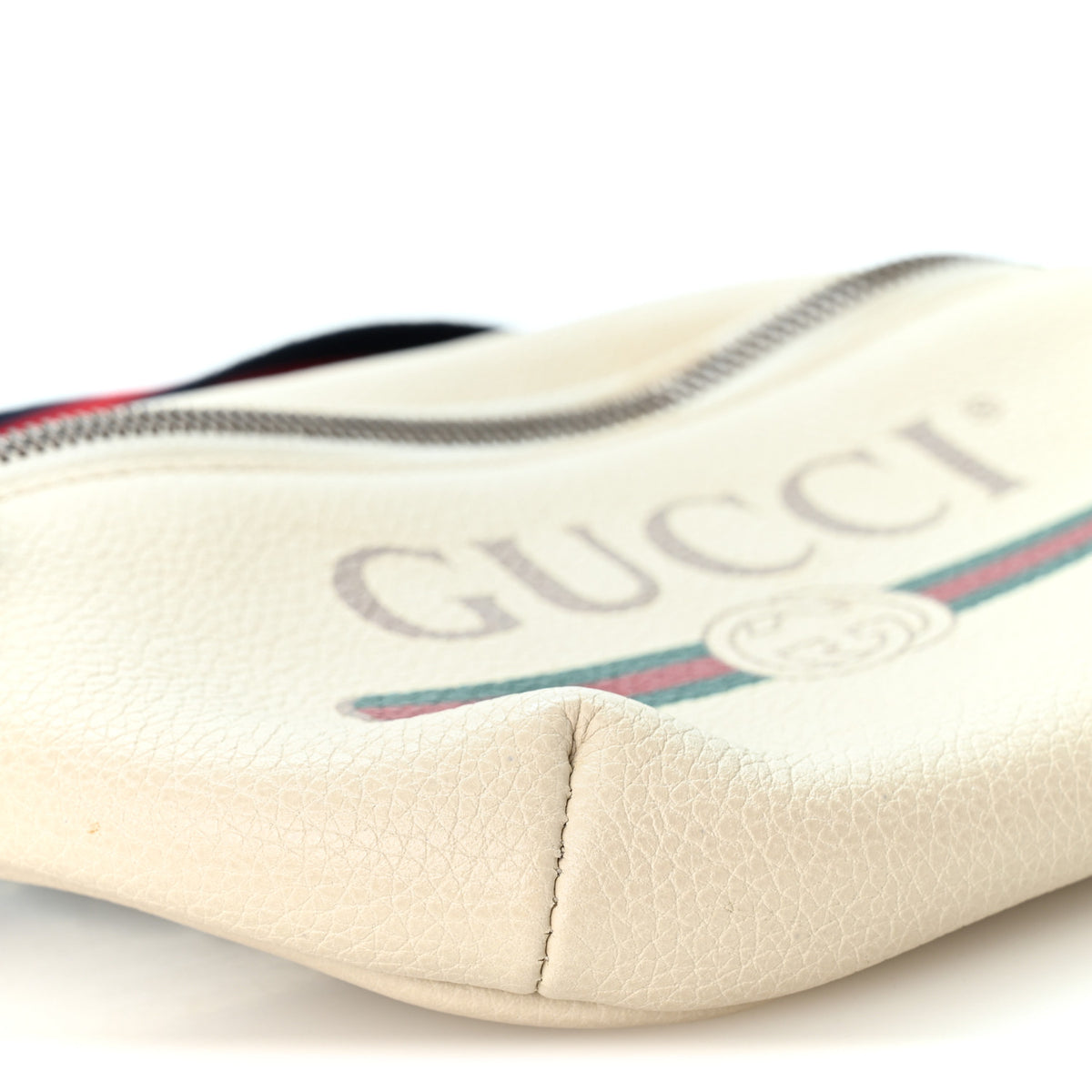 Grained Calfskin Small Logo Belt Bag White