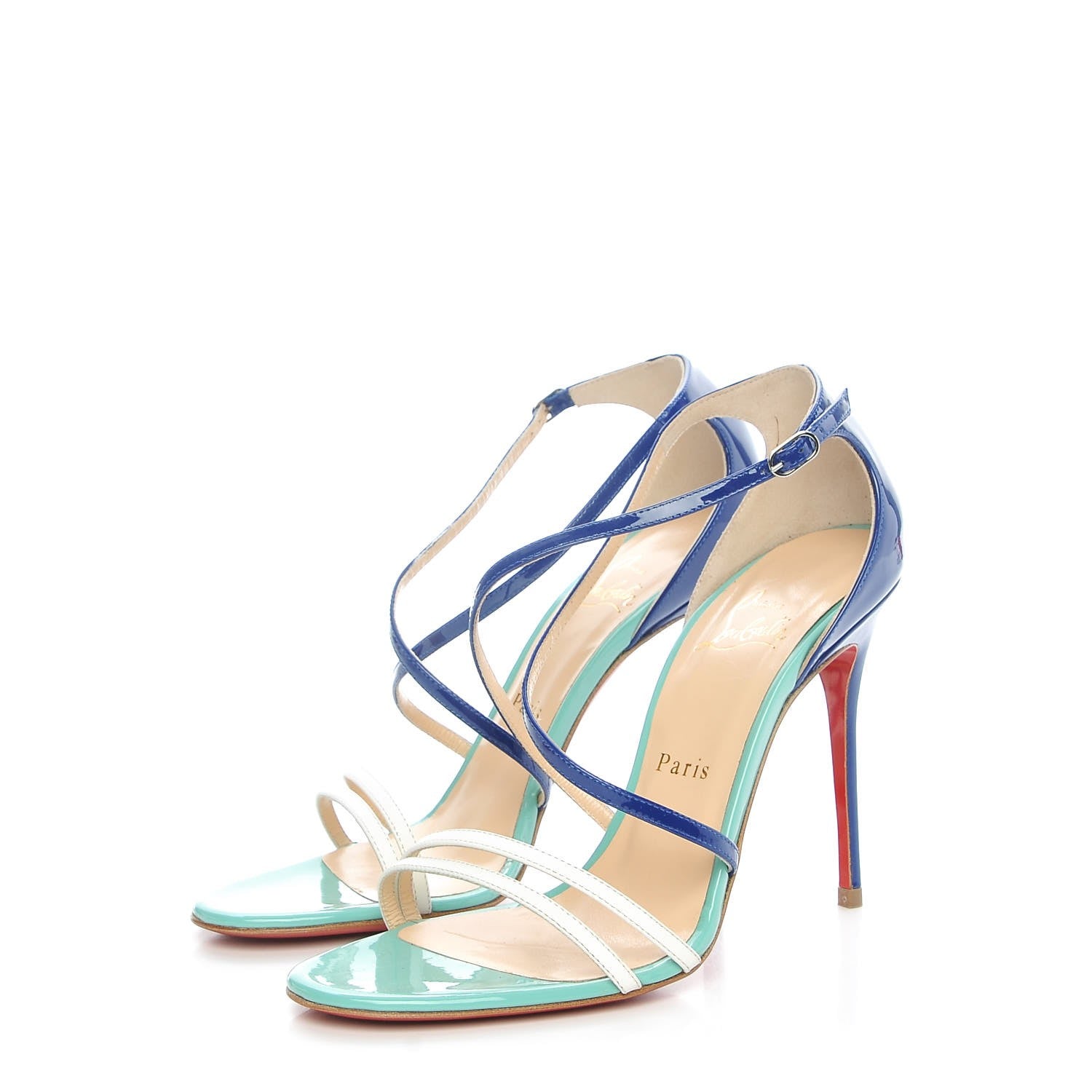 Christian Louboutin Gomme Patent Gwynitta 100 Sandals 38 Version Neptune 3 of 8