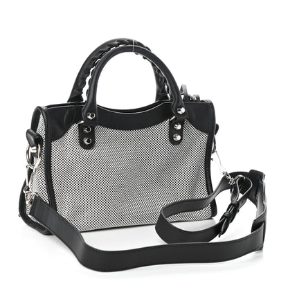 Balenciaga Calfskin Twill Classic Silver Hardware Mini City Black White 3 of 8