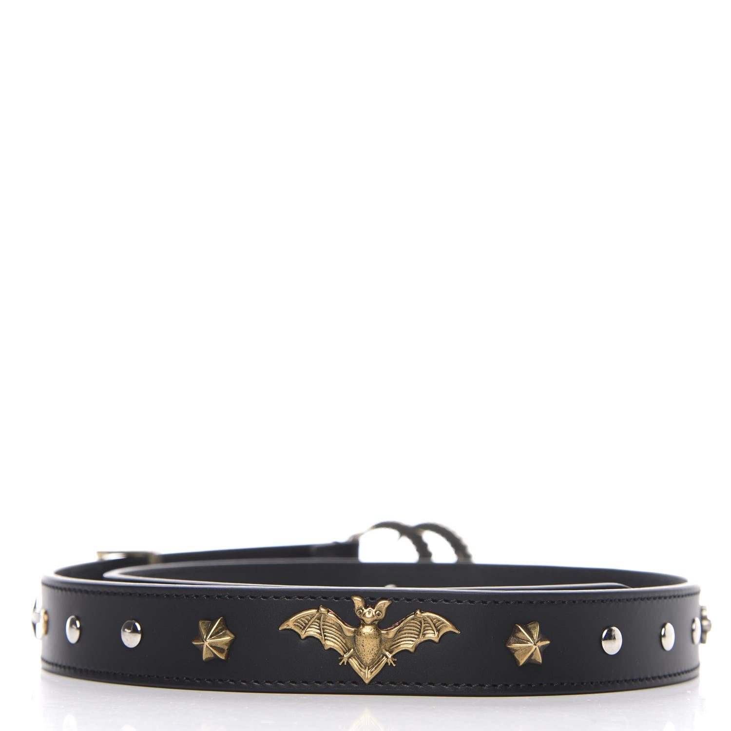 Gucci Calfskin Star Studded Torchon Double G Belt 80 32 Black 2 of 4