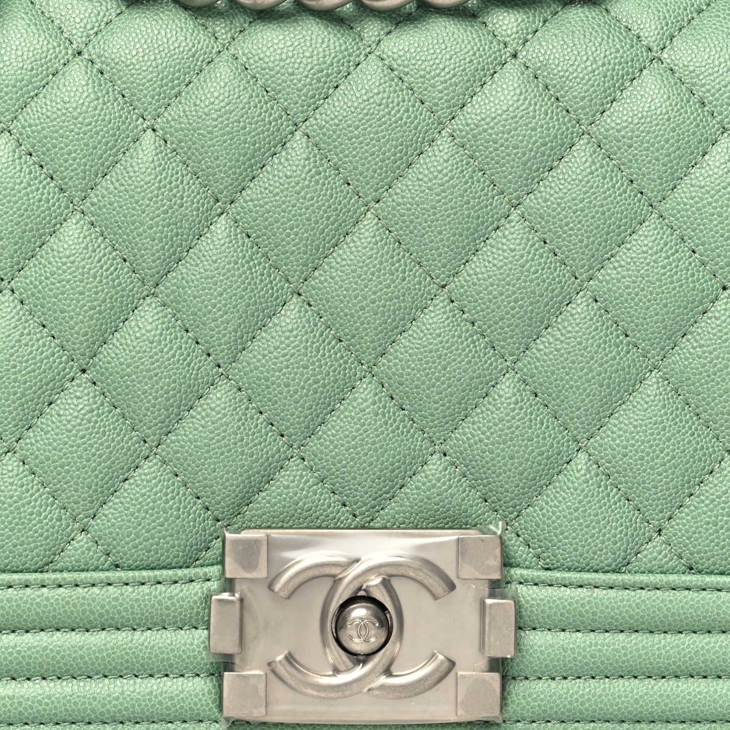 Caviar Quilted Medium Boy Flap Light Green