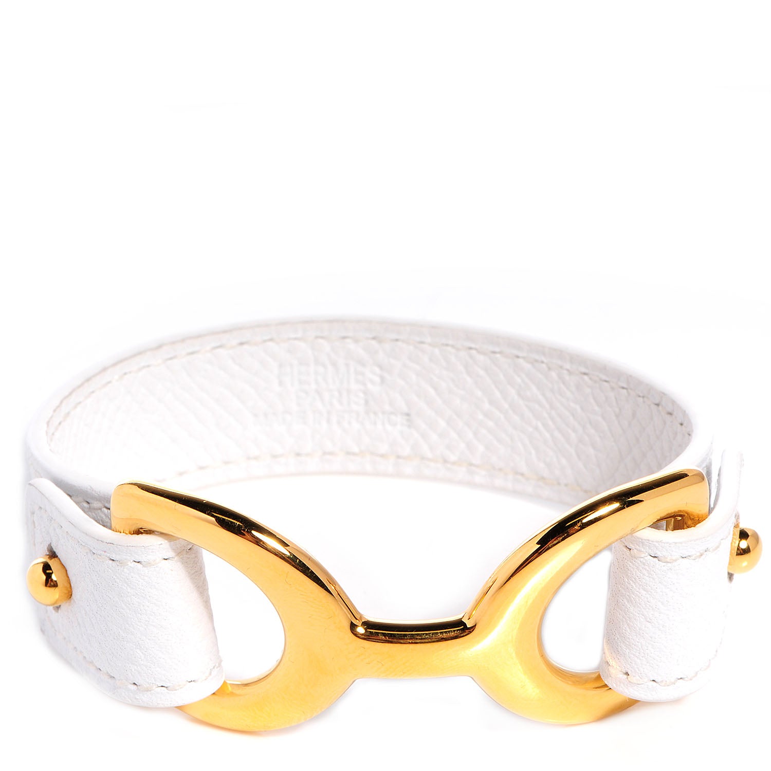 Hermes Epsom Calfskin Pavane Bracelet Medium White 1 of 6