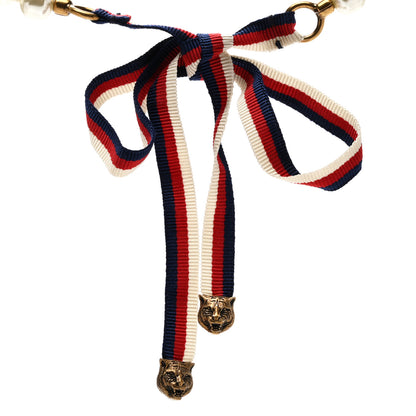 Gucci Pearl Ribbon Feline Strand Necklace 4 of 5