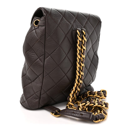 Chanel Lambskin Quilted Drawstring Backpack Brown 3 of 11