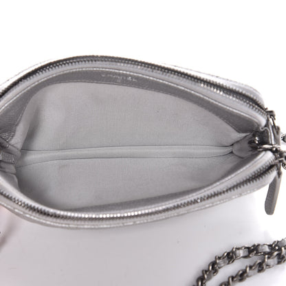 Chanel Metallic Caviar Quilted Small Clutch With Chain Silver 9 of 10