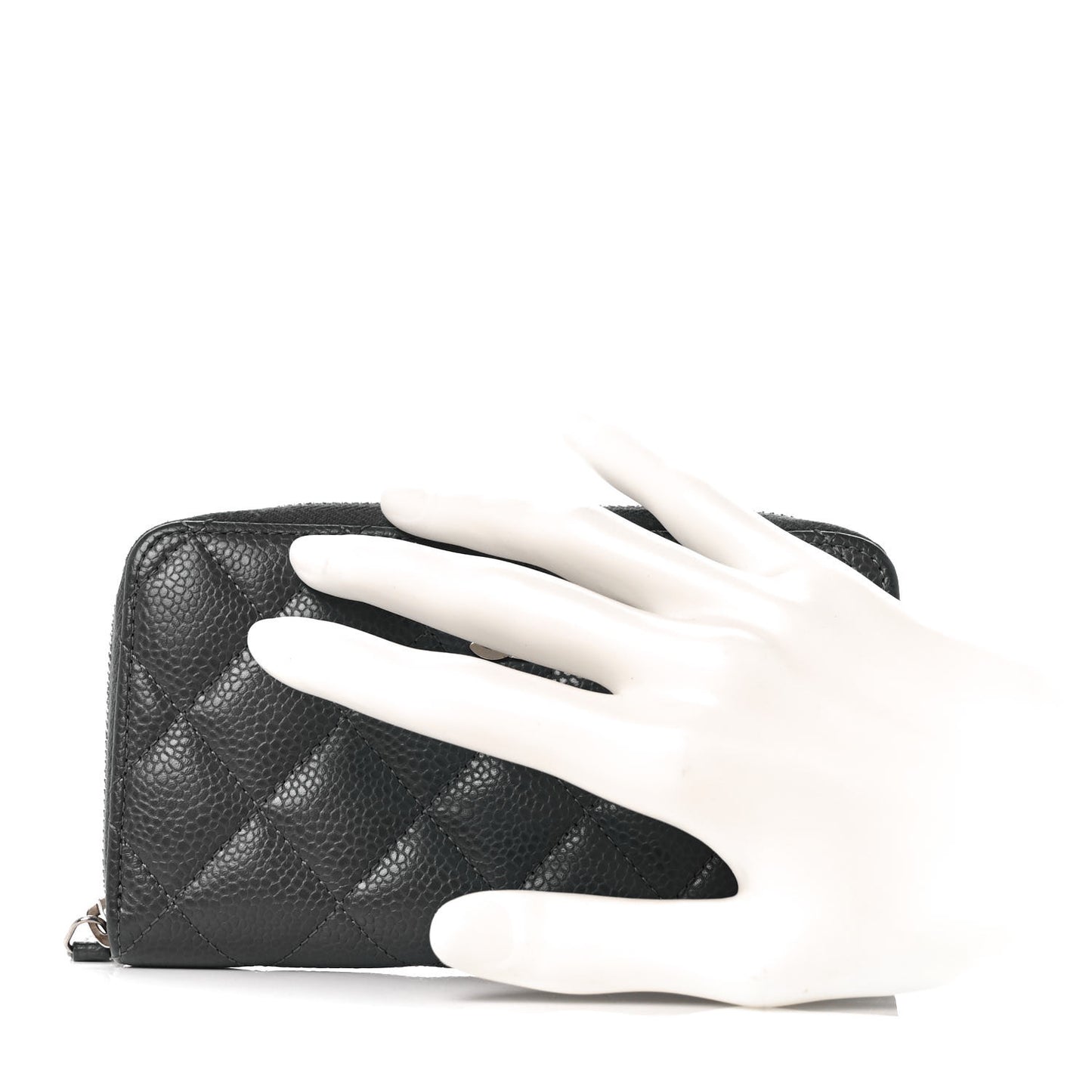 Caviar Quilted Medium Zip Around Wallet Dark Charcoal