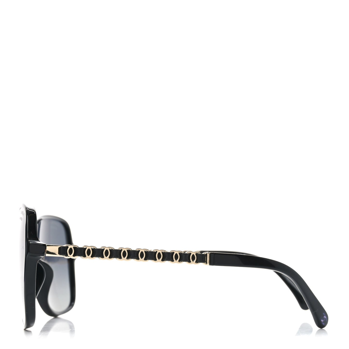 Metal Calfskin Polarized CC Chain Pilot Sunglasses 5439-Q-A Black