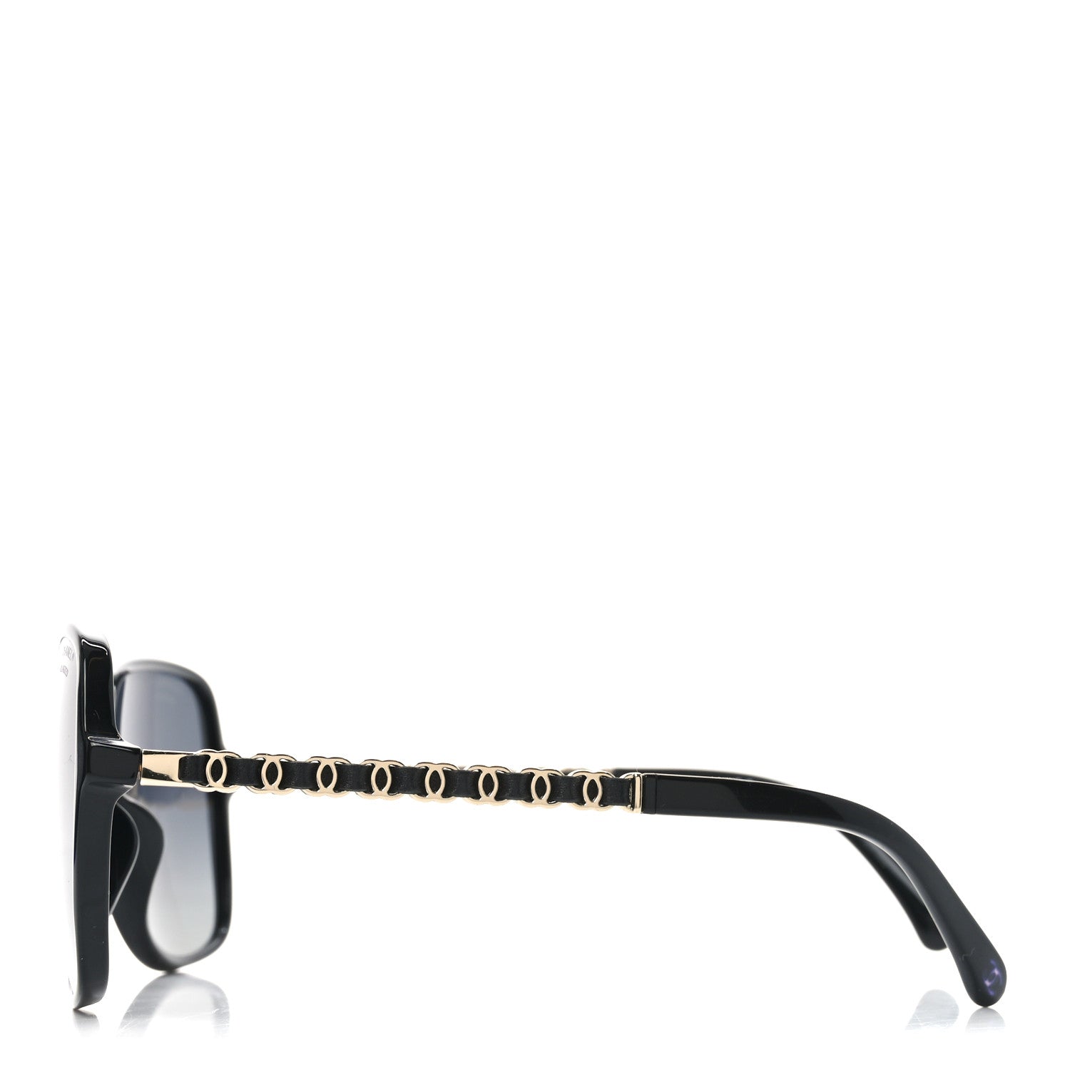 Chanel Metal Calfskin Polarized CC Chain Pilot Sunglasses 5439-Q-A Black 4 of 7