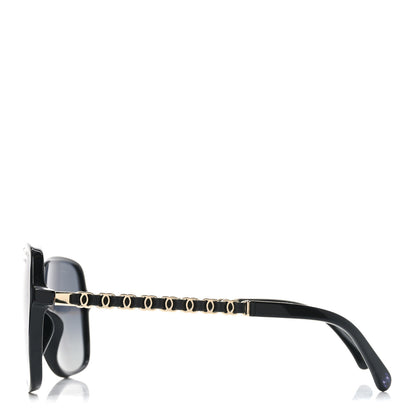 Chanel Metal Calfskin Polarized CC Chain Pilot Sunglasses 5439-Q-A Black 4 of 7
