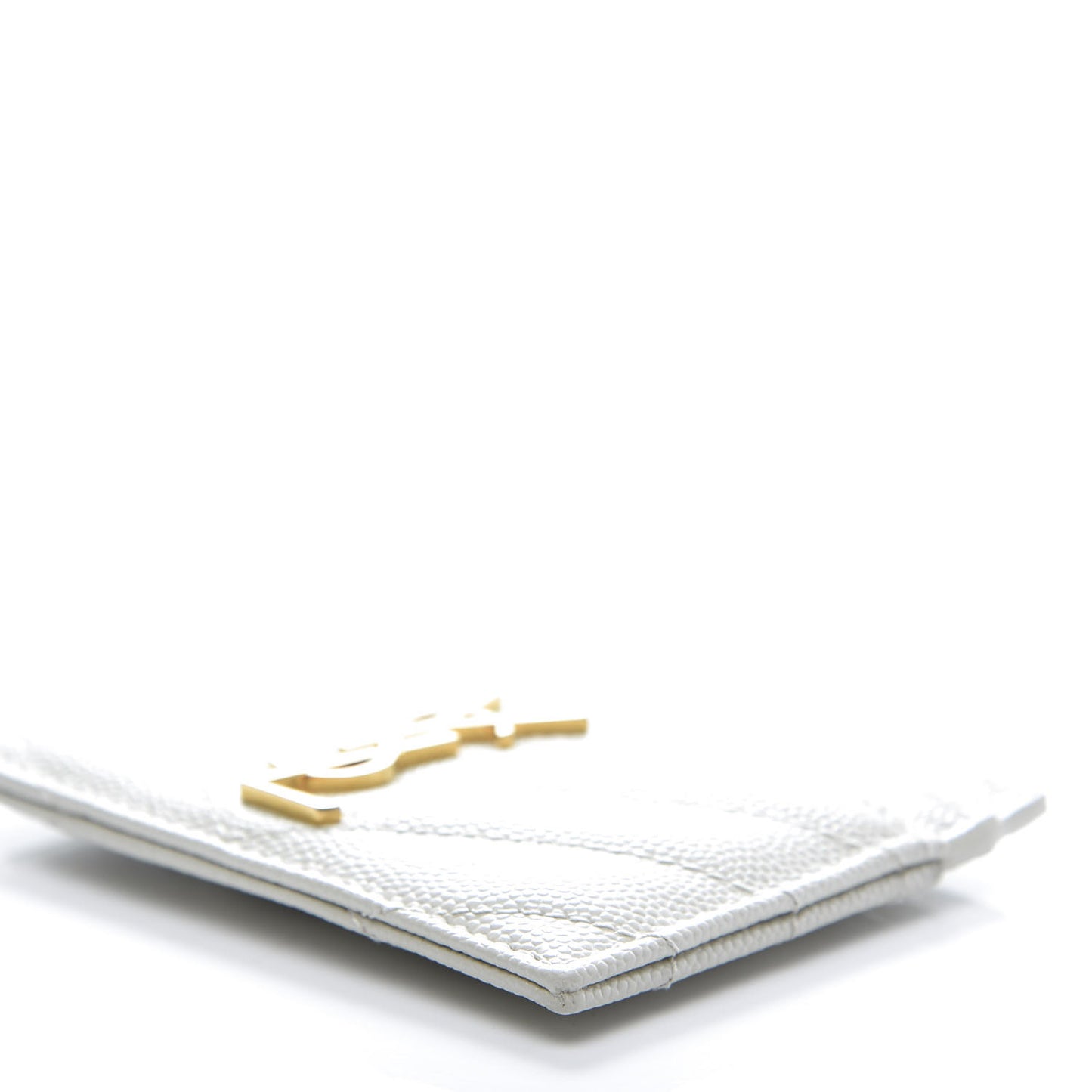 Grain De Poudre Matelasse Chevron Monogram Credit Card Case Blanc Vintage