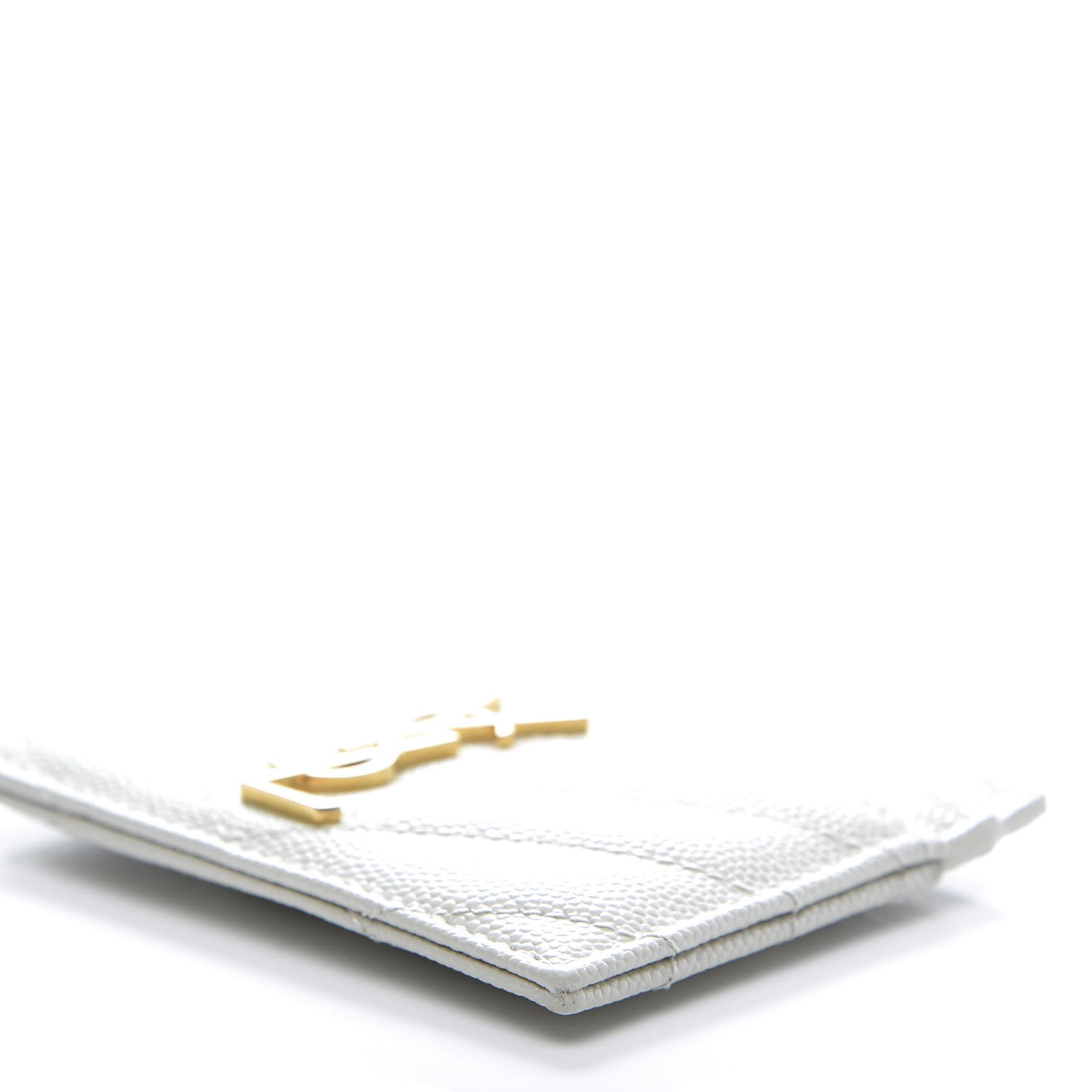 Saint Laurent Grain De Poudre Matelasse Chevron Monogram Credit Card Case Blanc Vintage 9 of 10