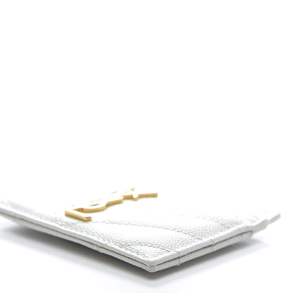 Saint Laurent Grain De Poudre Matelasse Chevron Monogram Credit Card Case Blanc Vintage 9 of 10