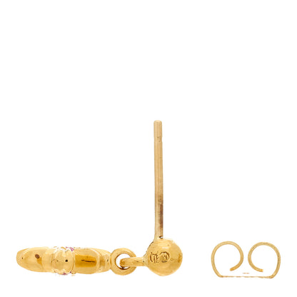 Chrome Hearts 22K Yellow Gold Pink Sapphire Tiny E CH Plus Single Drop Earring 3 of 5