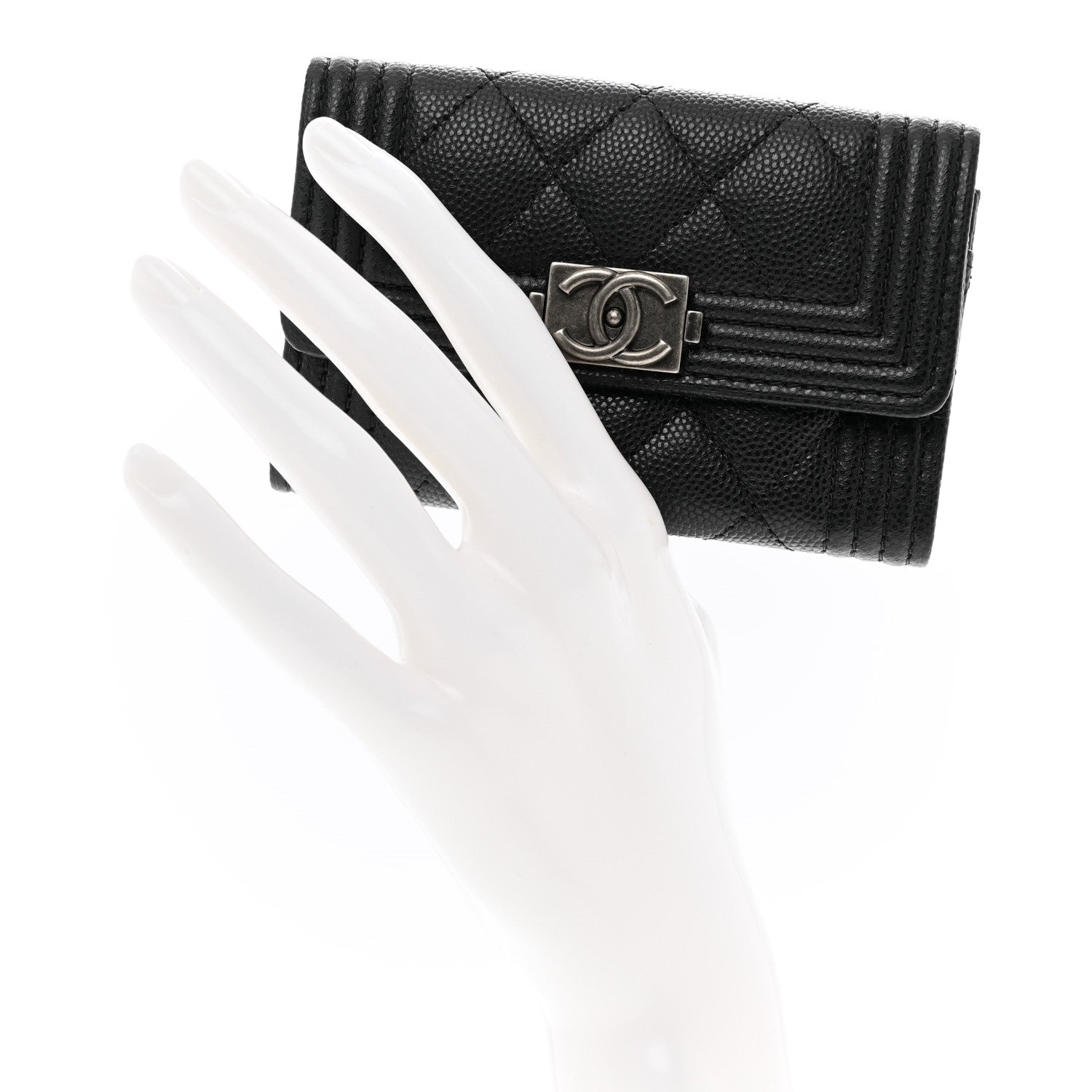 Chanel Caviar Quilted Boy Flap Card Holder Black 2 of 8