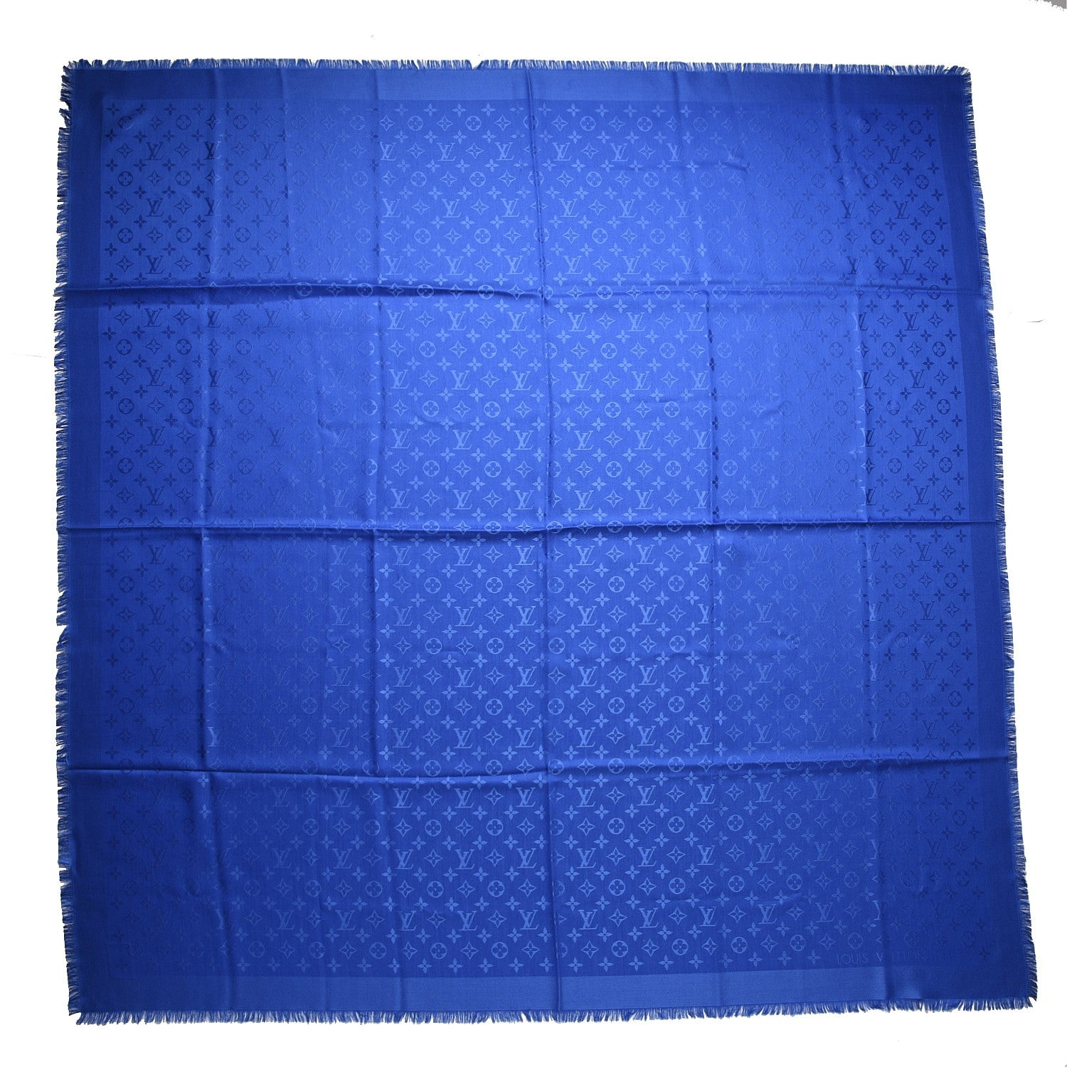 Louis Vuitton Wool Silk Monogram Shawl Blue 1 of 5