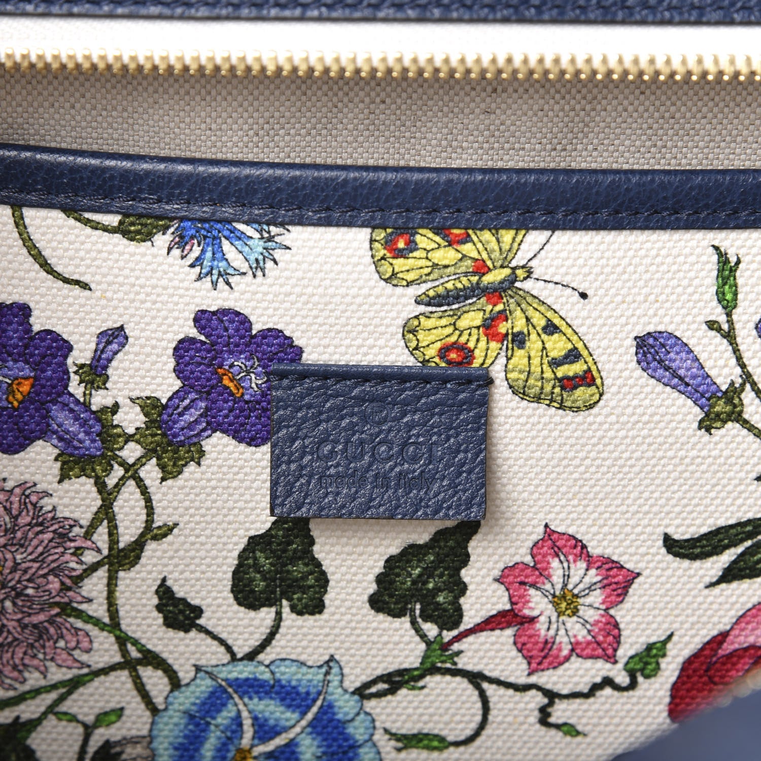 Gucci Canvas Large Flora Tote Navy Multicolor 7 of 9