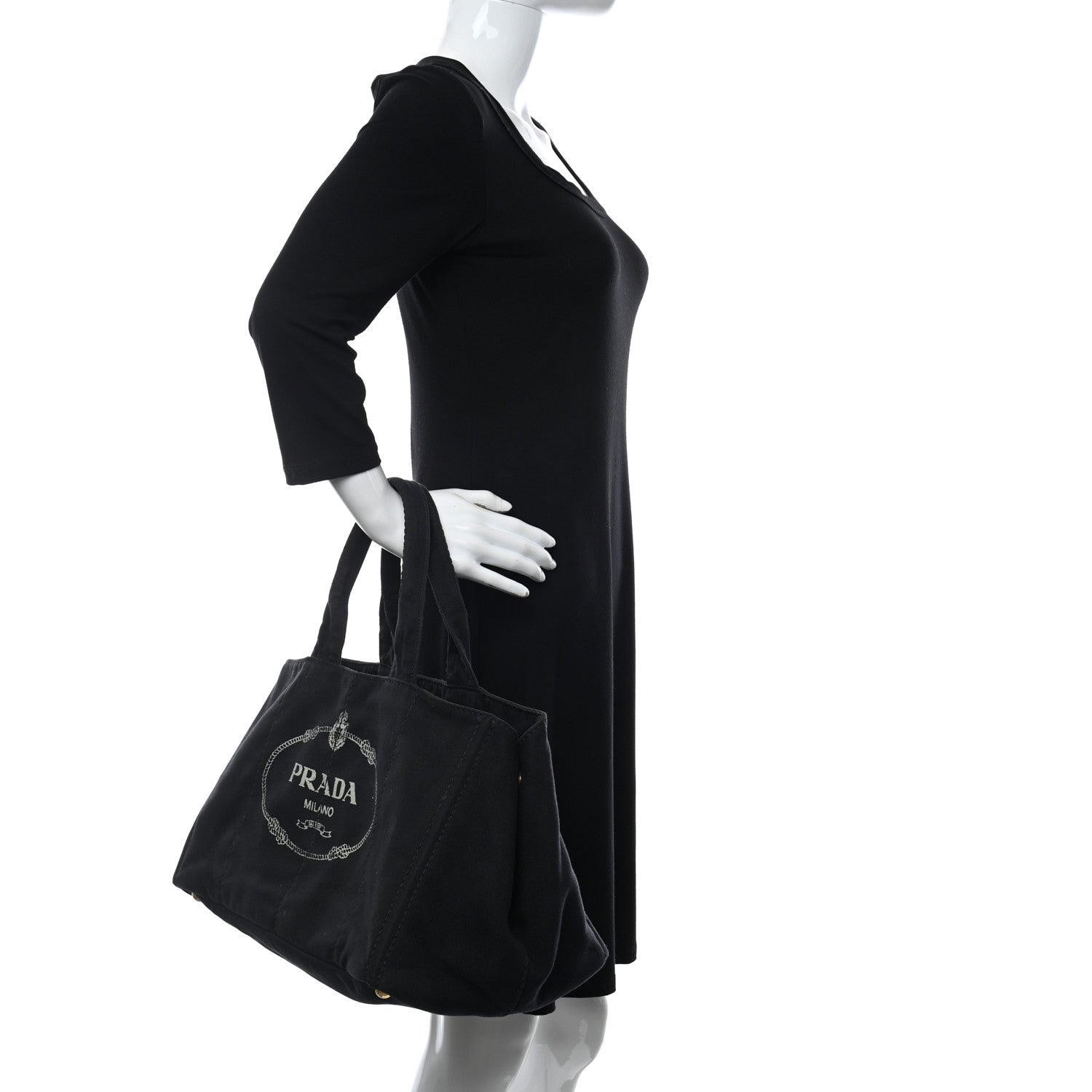 Prada Canapa Logo Tote Black 2 of 12