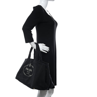 Prada Canapa Logo Tote Black 2 of 12
