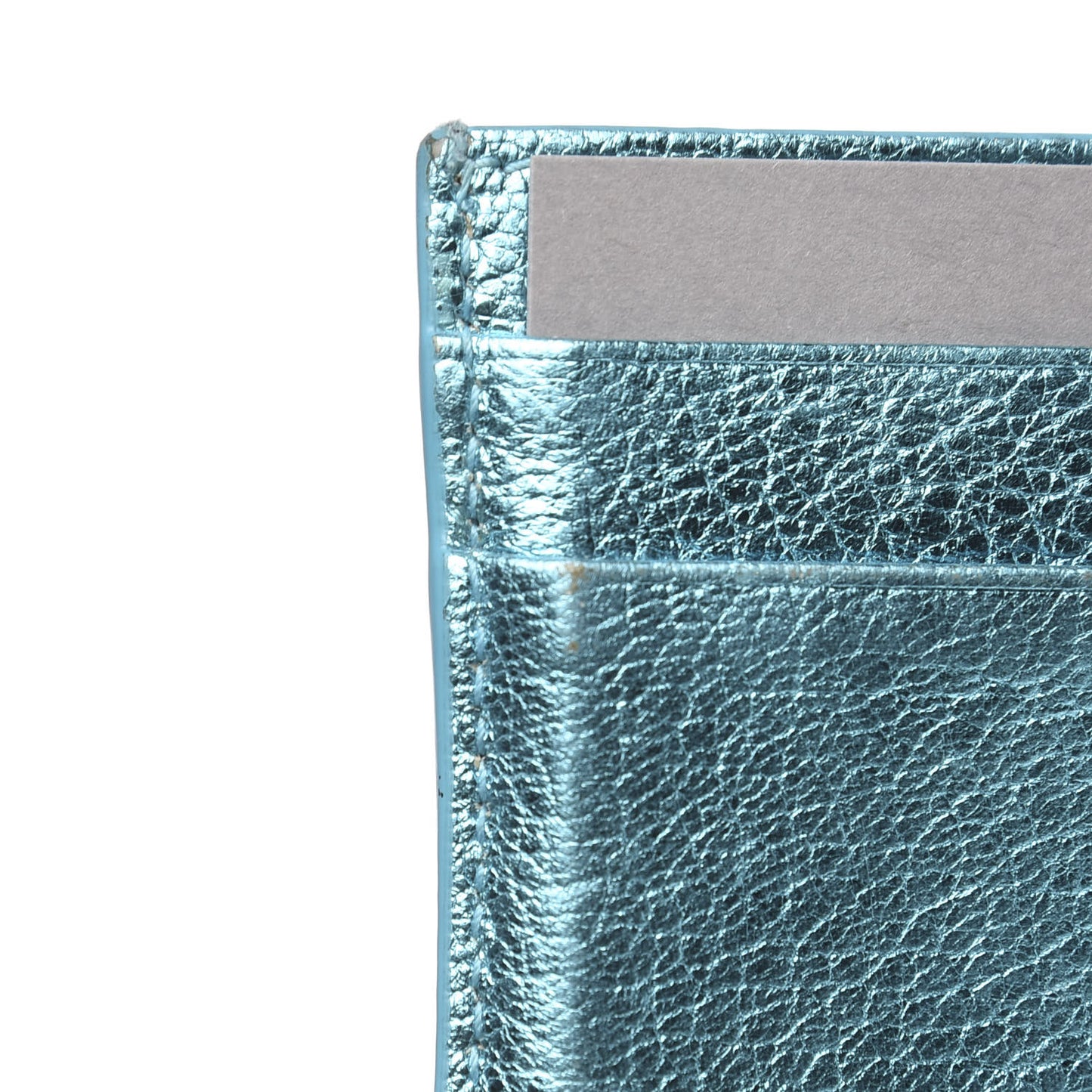 Metallic Goatskin Logo Everyday Multi Card Case Turquoise Black