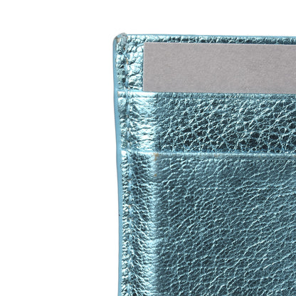 Balenciaga Metallic Goatskin Logo Everyday Multi Card Case Turquoise Black 8 of 10