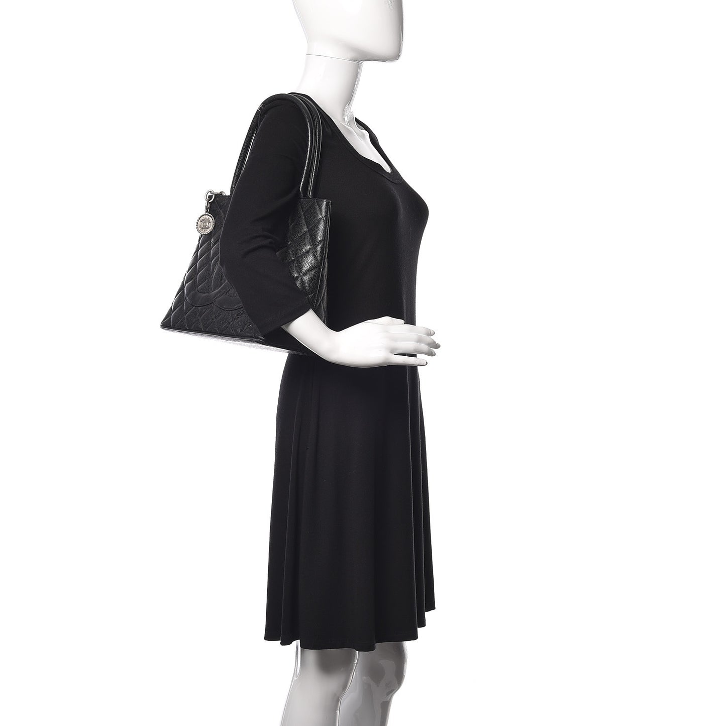 Caviar Quilted Medallion Tote Black