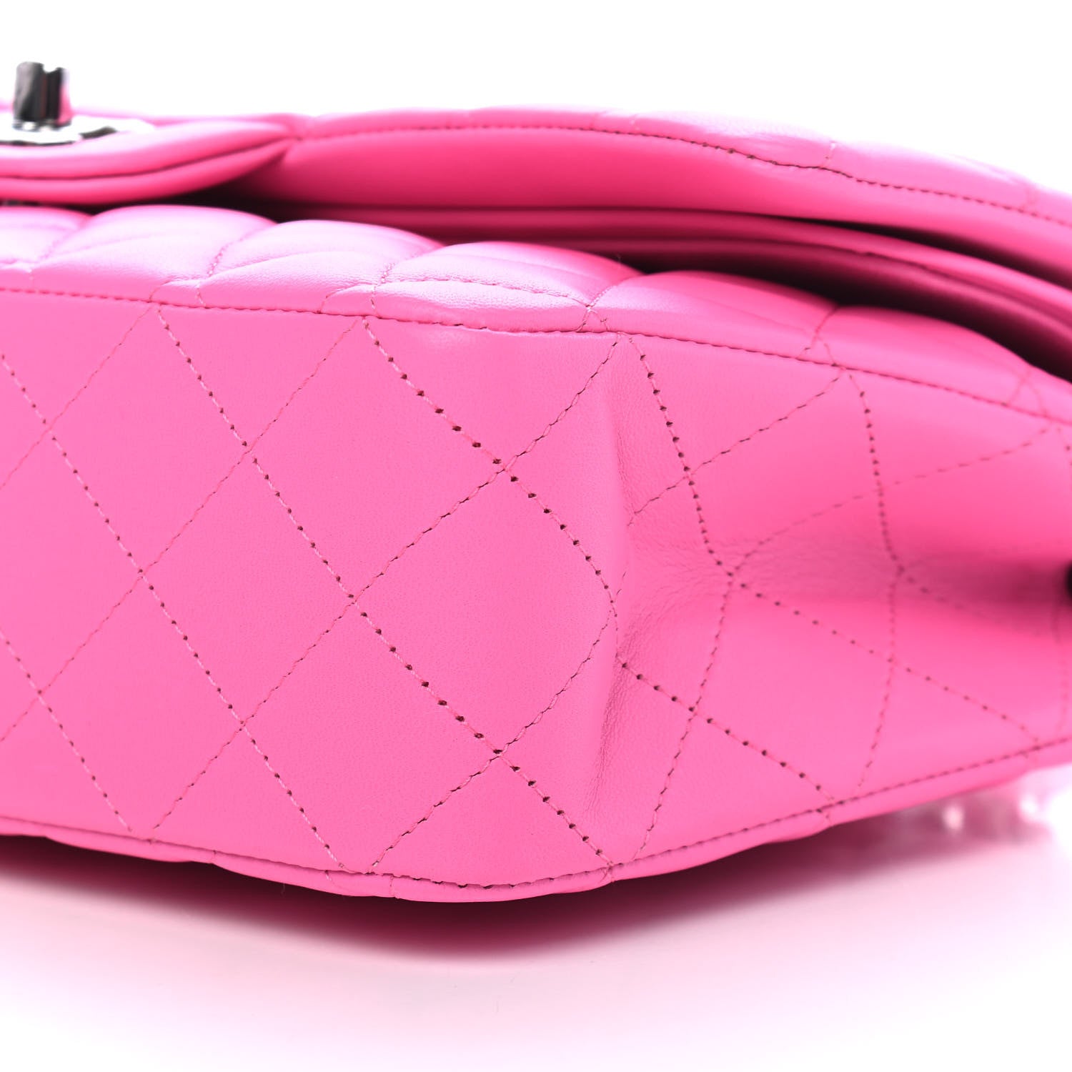 Chanel Lambskin Quilted Medium Double Flap Neon Pink 9 of 9