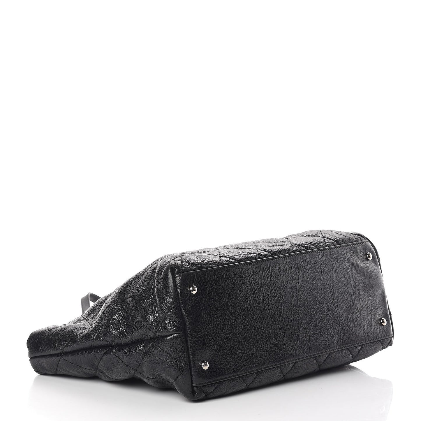 Glazed Calfskin Large On The Road Tote Black