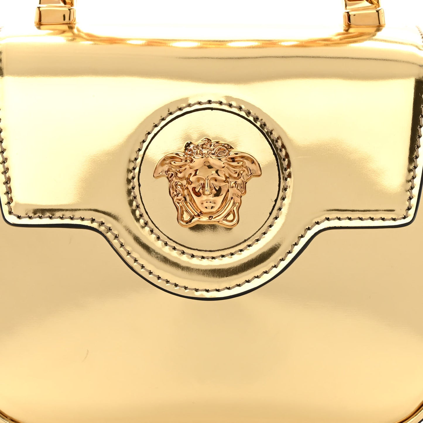 Metallic Calfskin Mini La Medusa Bag Gold