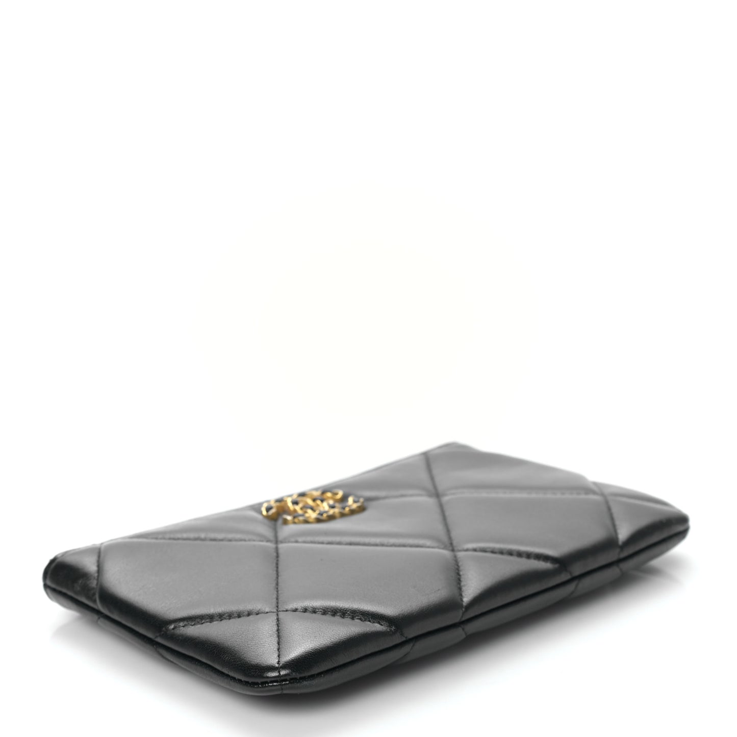 Lambskin Quilted Small Chanel 19 Pouch Black