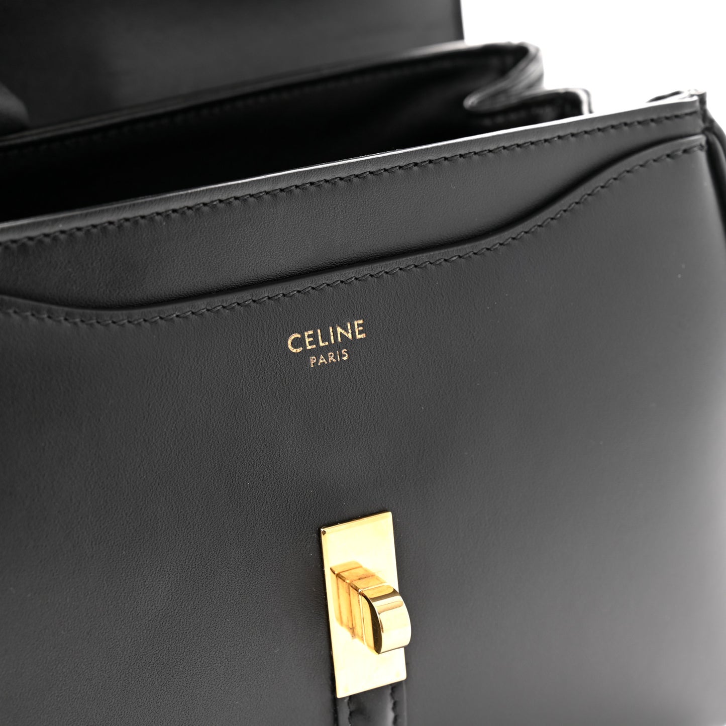 Satinated Calfskin Small 16 Top Handle Bag Black