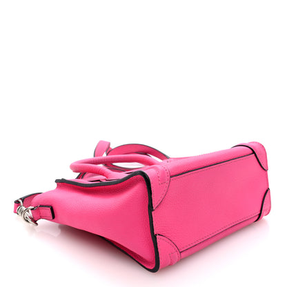 Celine Drummed Calfskin Nano Luggage Fuchsia 4 of 10